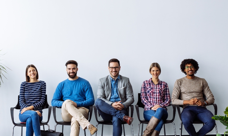 Work candidates waiting for job interview